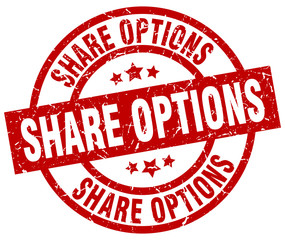 share options round red grunge stamp