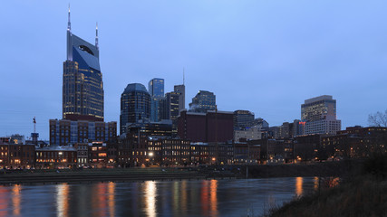 Nashville, Tennessee city center at twilight