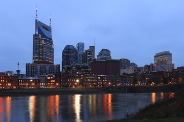 Nashville, Tennessee city center after dark