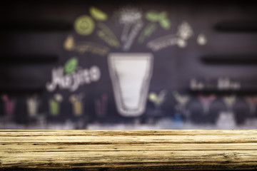 Desk of free space and summer bar 