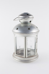 Candlestick lantern glass in neutral background 