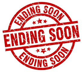 ending soon round red grunge stamp