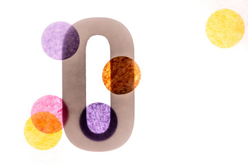 0 number zero, graphic black digit and creative typography with colourful wheels, happy birthday