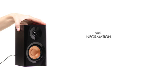 Sound speaker black in hand pattern on a white background. Isolation