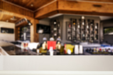 Desk of free space and summer bar 