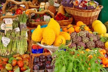fruits and vegetables at the market