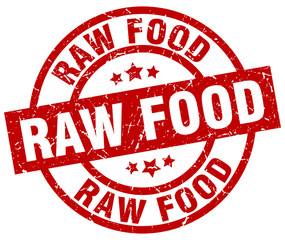 raw food round red grunge stamp