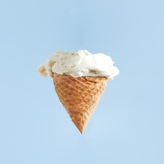 cream in cone isolated on white background