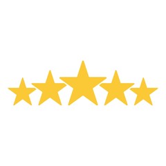 Five star rating. Golden stars. Template design for web or mobile app.