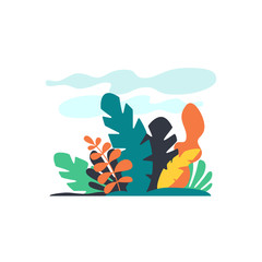 Tropical Plants isolated vector illustration. Trendy jungle leaves. Exotic background in flat style