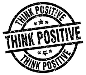 think positive round grunge black stamp