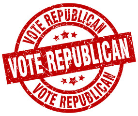 vote republican round red grunge stamp