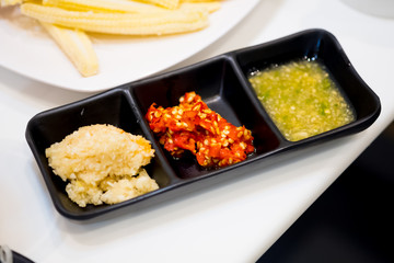 Set of sauce for shabu shabu style