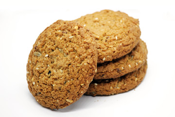 oat cookies isolated on white background