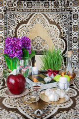Tabletop with Haft-seen elements for Nowruz - 262798227