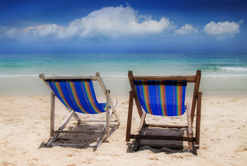 Two beach chair on the beautiful beach