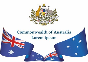 Flag of Australia, Commonwealth of Australia. Template for award design, an official document with the flag of Australia and other uses. Bright, colorful vector illustration.