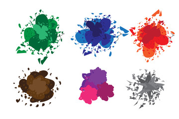 Color stains, a variety of colors on a white background
