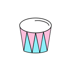 Circus drum, stand vector outlined illustration icon. Blue and pink drum. Isolated.