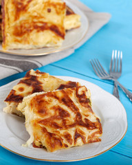 Su Boregi / Turkish Patty on wooden background