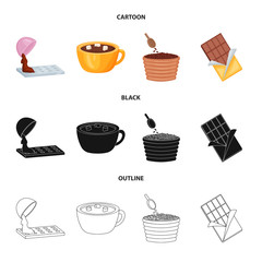 Vector design of food and yummy symbol. Set of food and brown   vector icon for stock.