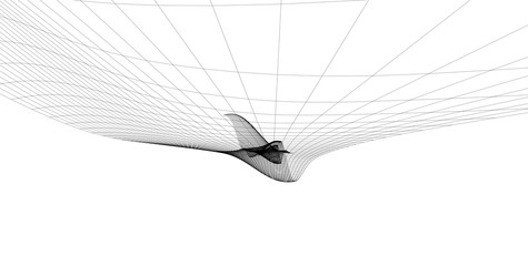 Abstract wireframe background. 3D grid illustration landscape. Terrain in the Mountains with valleys.