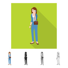 Isolated object of woman  and business logo. Set of woman  and businessperson vector icon for stock.