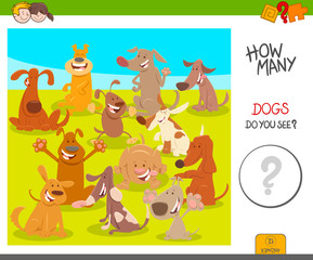 count cartoon dogs activity worksheet game
