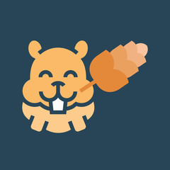 Silhouette icon hamster with wheat