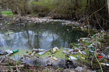 garbage by the river