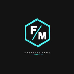 F M FM Initial logo hand draw template vector
