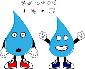 water drop cartoon kawaii style expression set collection