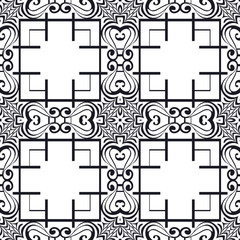 Vector modern tiles pattern. Abstract art deco seamless monochrome background