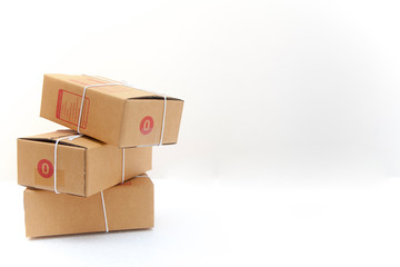 Obraz premium Brown post box on white background