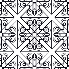 Vector modern tiles pattern. Abstract art deco seamless monochrome background