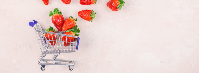 Shopping concept composition with strawberries
