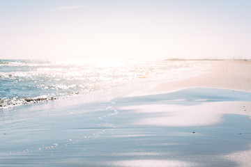 Summer sand beach and seashore waves background
