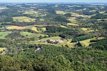Fototapeta na wymiar View of farmland from a mountain overlook