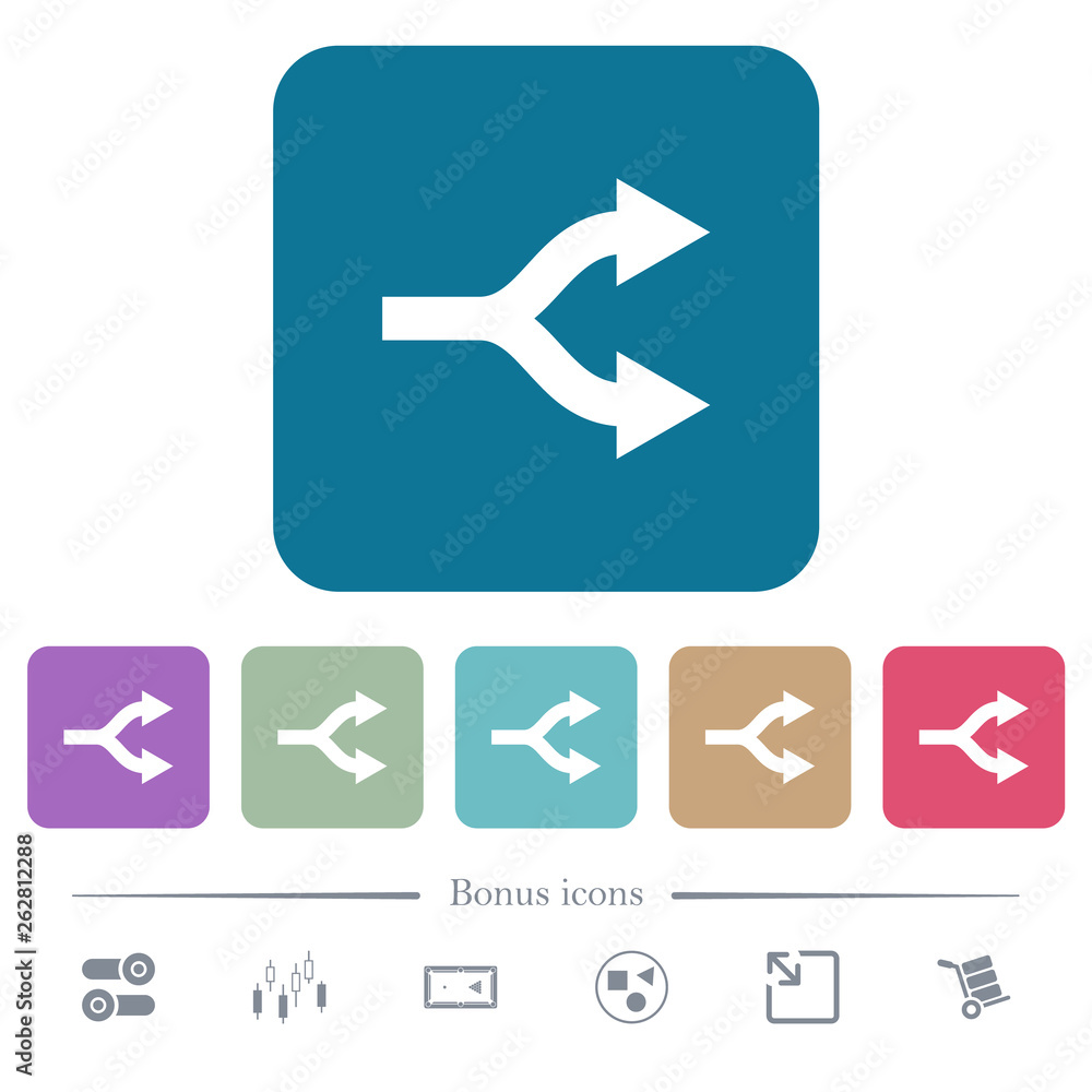 Poster split arrows flat icons on color rounded square backgrounds