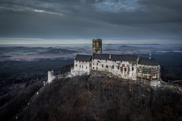 Bezděz Castle is a Gothic castle located some 20 kilometres (12 mi) southeast of Česká Lípa, in the Liberec Region, Northern Bohemia, Czech Republic. Its construction began before - obrazy, fototapety, plakaty