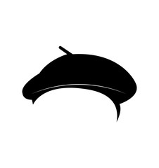 Black beret hat isolated on white background - obrazy, fototapety, plakaty