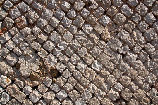 Ancient Roman Wall detail, the so called opus reticulatum