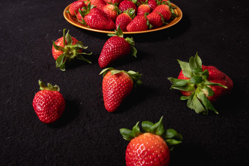 Fresh seasonal strawberries. Juicy and sweet strawberries