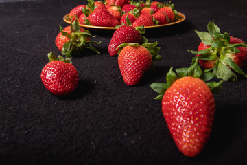 Fresh seasonal strawberries. Juicy and sweet strawberries