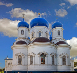 Fototapeta na wymiar Cathedral temple of Bogolubovo monastery. Village of Bogolubovo, Russia. Years of construction 1855 - 1856