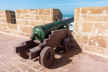 Fototapeta na wymiar An Old Cannon on the Fortified City Walls of Essaouira Morocco