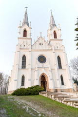 Fototapeta na wymiar The St. Mary`s Maternity and St. Michael the Archangel neogothic Church in Bolesław (Poland)