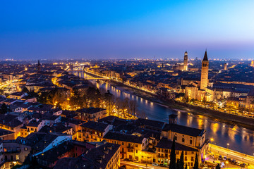 Fototapeta na wymiar Beautiful sunset view of Verona, Veneto region, Italy