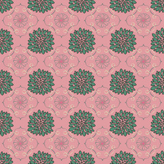 flower seamless pattern vector background wallpaper pink green