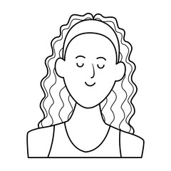 woman portrait avatar cartoon character black and white